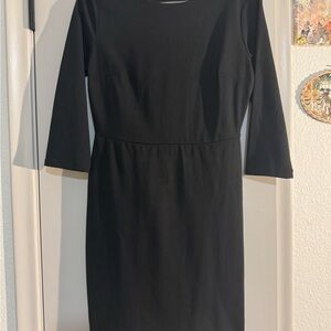Old Navy Black Sheath Dress 3/4 Sleeve Crew Neck